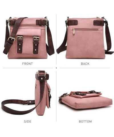 Women Lightweight Crossbody Bags Soft Vegan Leather Messenger Bag Shoulder Bag Travel Purse Pink $14.24 Crossbody Bags