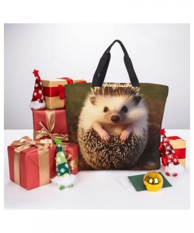 Tote Bag for Women Cute Penguin Tote Bags with Zipper Large Capacity Casual Shoulder Handbags Baby Hedgehog $13.93 Totes