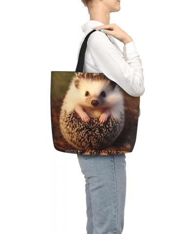 Tote Bag for Women Cute Penguin Tote Bags with Zipper Large Capacity Casual Shoulder Handbags Baby Hedgehog $13.93 Totes