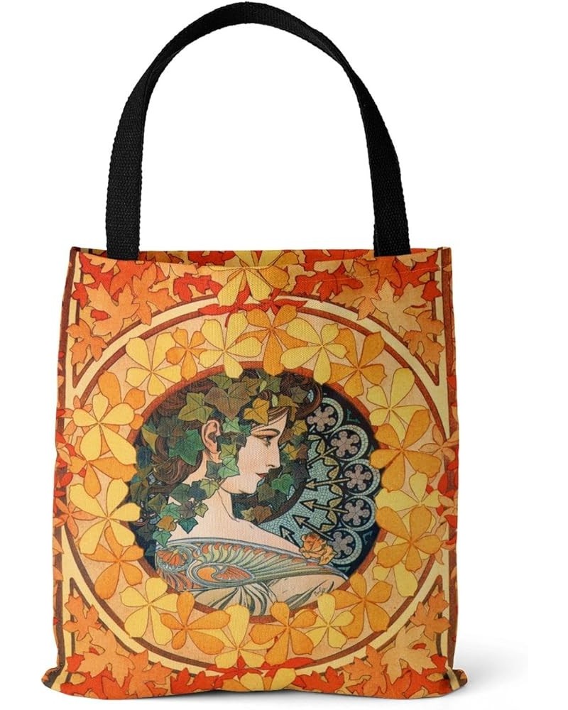 Mucha zodiac poster, digital print, eco-friendly bag, vintage canvas bag Mucha - Autumn Leaves $10.78 Handbags