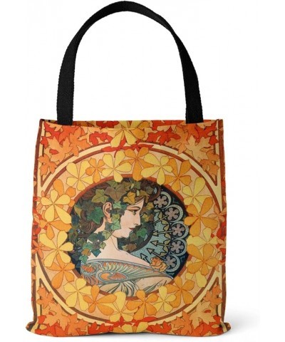 Mucha zodiac poster, digital print, eco-friendly bag, vintage canvas bag Mucha - Autumn Leaves $10.78 Handbags