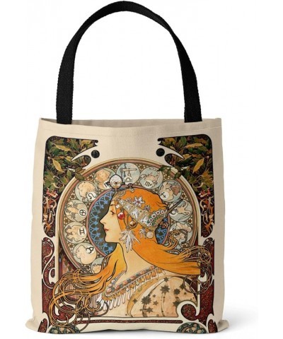 Mucha zodiac poster, digital print, eco-friendly bag, vintage canvas bag Mucha - Autumn Leaves $10.78 Handbags