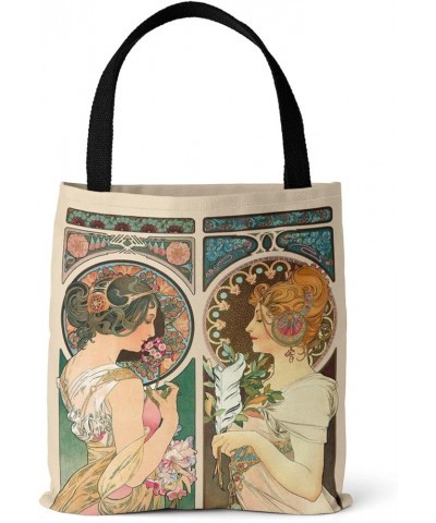 Mucha zodiac poster, digital print, eco-friendly bag, vintage canvas bag Mucha - Autumn Leaves $10.78 Handbags