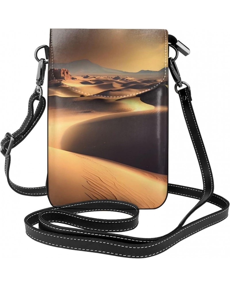 women Small Cell Phone Purse Sahara Desert pattern Soft, durable and waterproof PU leather Convenient for daily use and trave...