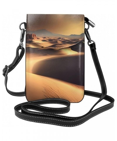 women Small Cell Phone Purse Sahara Desert pattern Soft, durable and waterproof PU leather Convenient for daily use and trave...