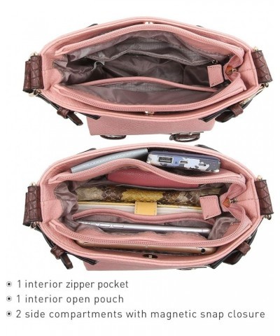 Women Lightweight Crossbody Bags Soft Vegan Leather Messenger Bag Shoulder Bag Travel Purse Pink $14.24 Crossbody Bags