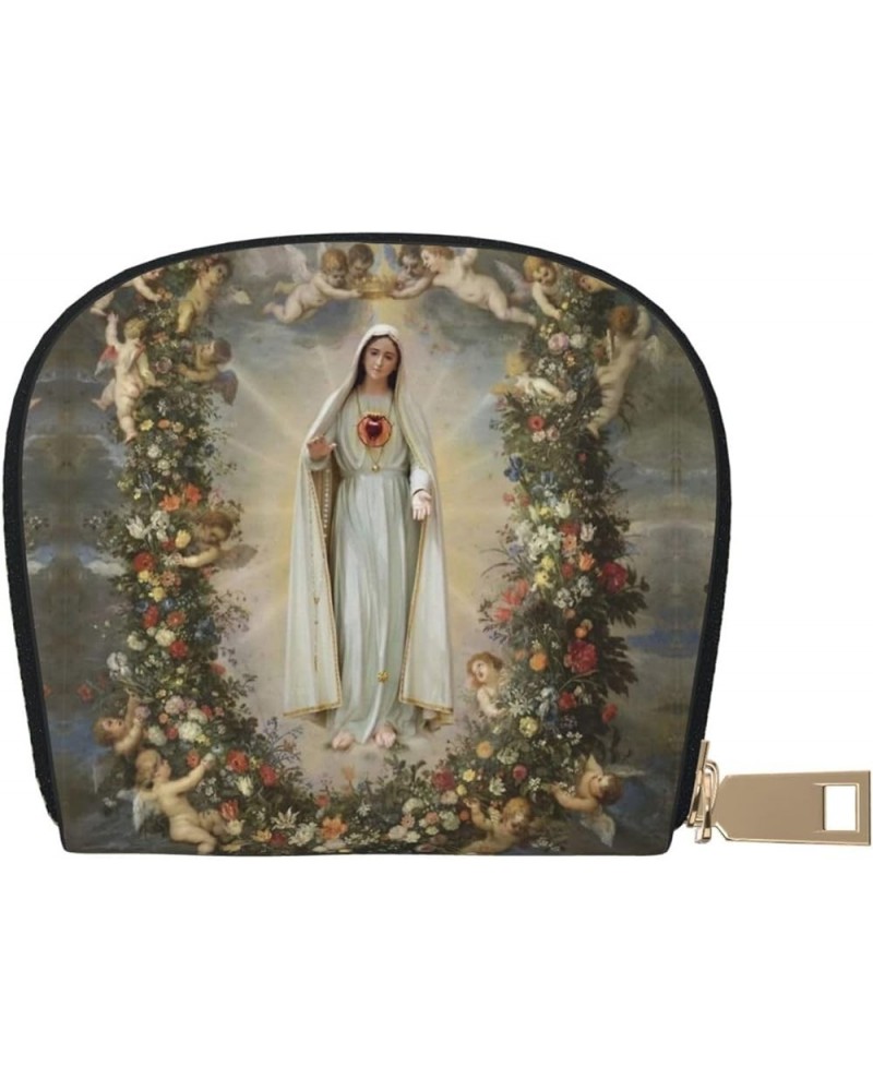 Womens Small Wallet Our Lady Of Guadalupe Zip Leather Shell Card Bag Credit Card Holder Wallet White 1 One Size $16.11 Wallets