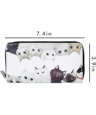 Cute Unicorn PU Leather Zip Around Long Wallet Cluth Travel Purse for Women Gilrs Ladies (Unicorn C) Cat C $10.20 Wallets