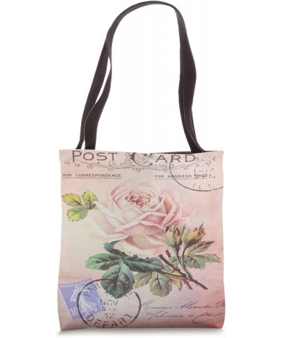 French Pastel Floral Roses Pink Design Travel Paris Tote Bag $13.56 Totes