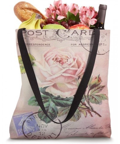 French Pastel Floral Roses Pink Design Travel Paris Tote Bag $13.56 Totes