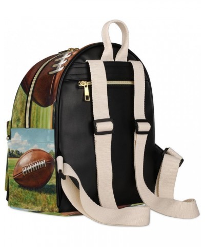 Rugby Football Backpack Purse for Women PU Leather Lightweight Ladies Shoulder Fashion Satchel Bags Travel Casual Daypack $17...