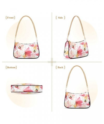 Watercolor Pink Flowers Handbags Shoulder Bag Womens Tote Clutch Purses Satchel Bags for Women $15.00 Satchels