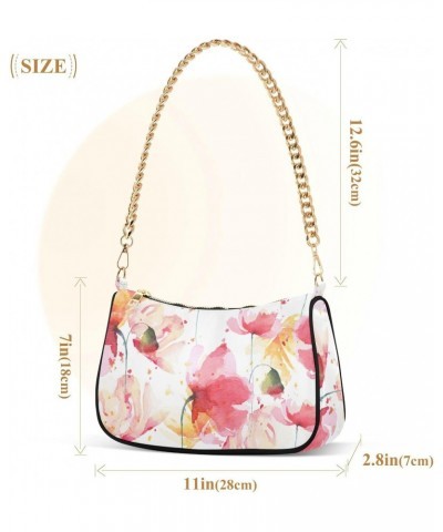 Watercolor Pink Flowers Handbags Shoulder Bag Womens Tote Clutch Purses Satchel Bags for Women $15.00 Satchels