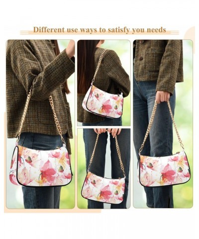 Watercolor Pink Flowers Handbags Shoulder Bag Womens Tote Clutch Purses Satchel Bags for Women $15.00 Satchels