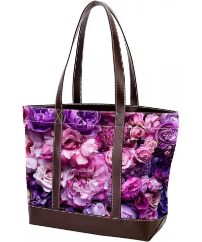 Tote Bag, Large Tote Bags for Women, Tote Bag with Zipper, Pink Purple Rose Flower Valentine'S Day, Tote Bags Women Design 65...