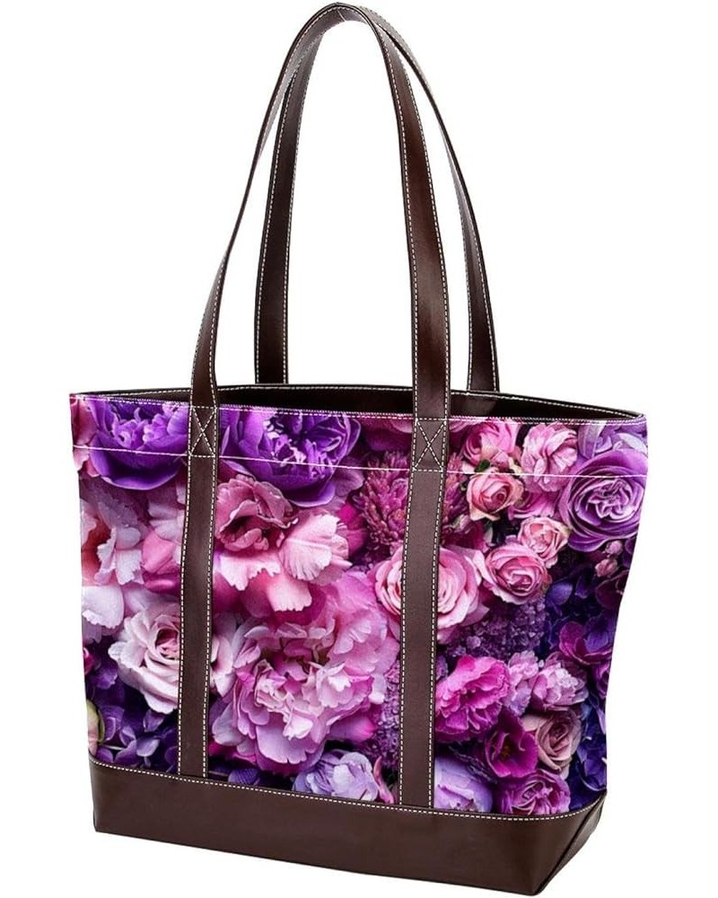 Tote Bag, Large Tote Bags for Women, Tote Bag with Zipper, Pink Purple Rose Flower Valentine'S Day, Tote Bags Women Design 65...