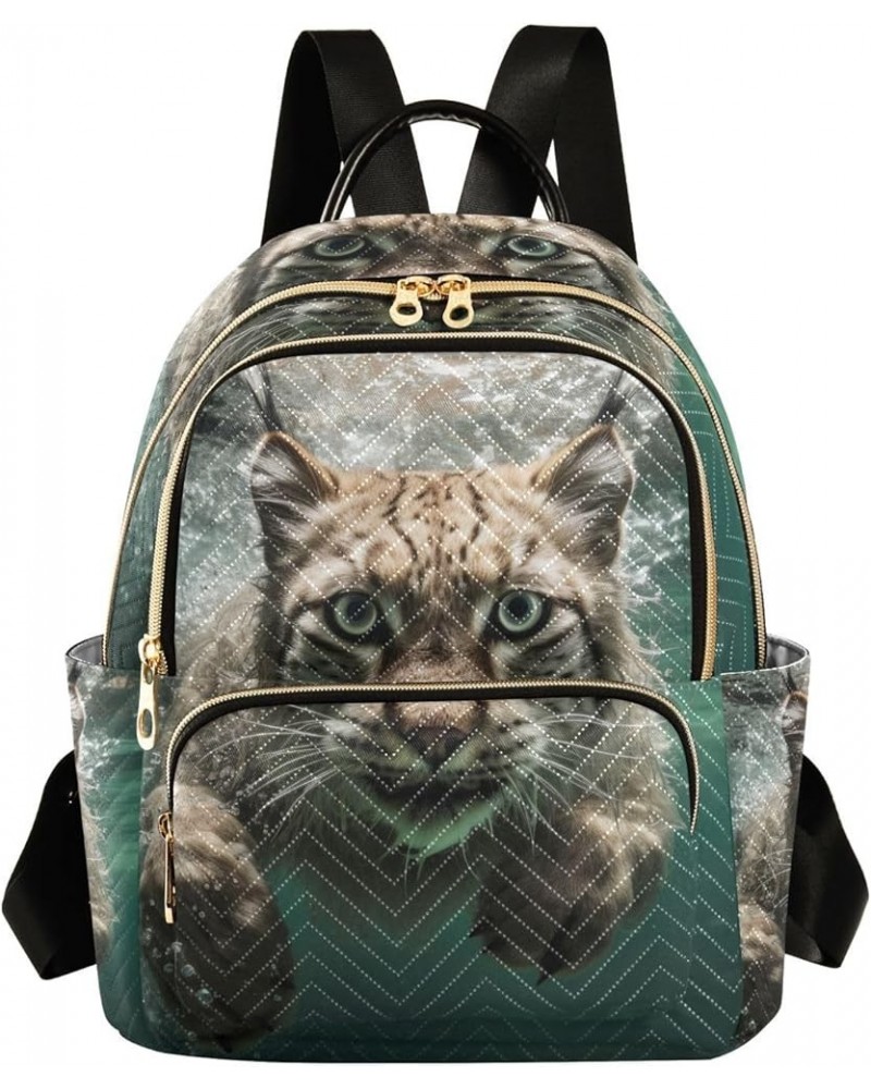 Scary Bobcat Water Women's Backpack Purse Fashion Travel Anti Theft Backpack Casual Daypack for Work College,S Medium $13.33 ...