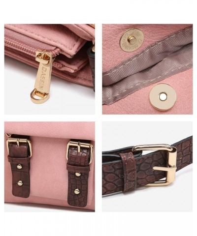 Women Lightweight Crossbody Bags Soft Vegan Leather Messenger Bag Shoulder Bag Travel Purse Pink $14.24 Crossbody Bags