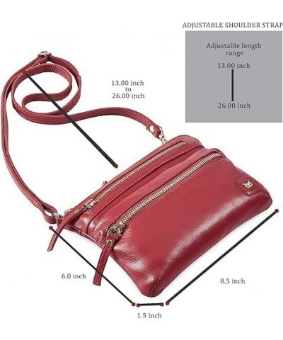 Small Triple Zip Real Leather Womens Crossbody- Premium Vintage Crossover Shoulder Sling Bag (Pack Of 2) $28.80 Crossbody Bags