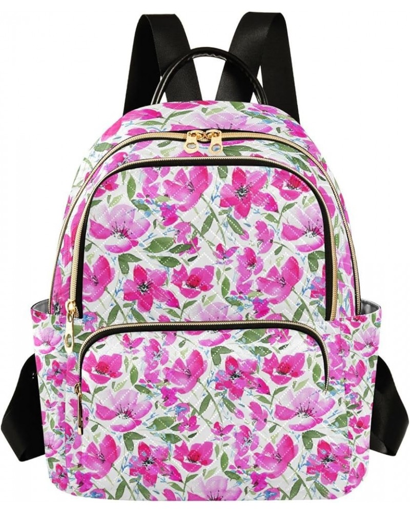 Women Backpack Pink Flower Watercolor Anti-Theft Travel Backpack with Luggage Belt Lightweight Handbag Lady Purse Roomy Doubl...