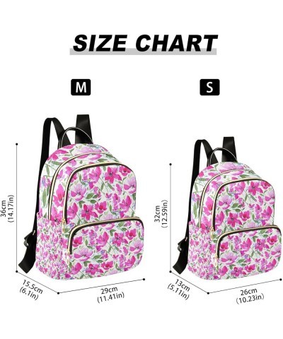 Women Backpack Pink Flower Watercolor Anti-Theft Travel Backpack with Luggage Belt Lightweight Handbag Lady Purse Roomy Doubl...