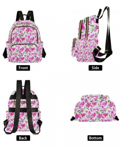 Women Backpack Pink Flower Watercolor Anti-Theft Travel Backpack with Luggage Belt Lightweight Handbag Lady Purse Roomy Doubl...