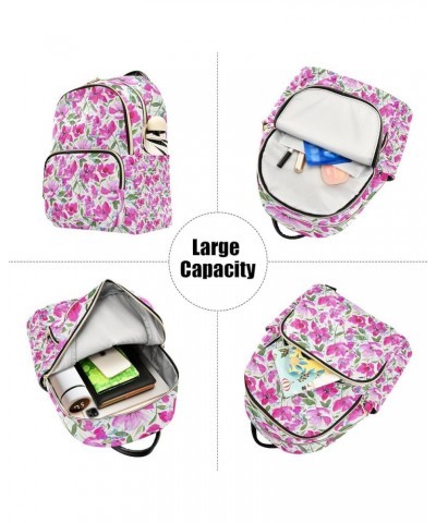 Women Backpack Pink Flower Watercolor Anti-Theft Travel Backpack with Luggage Belt Lightweight Handbag Lady Purse Roomy Doubl...