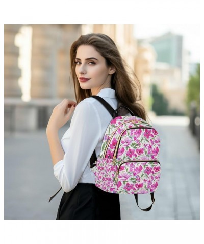 Women Backpack Pink Flower Watercolor Anti-Theft Travel Backpack with Luggage Belt Lightweight Handbag Lady Purse Roomy Doubl...