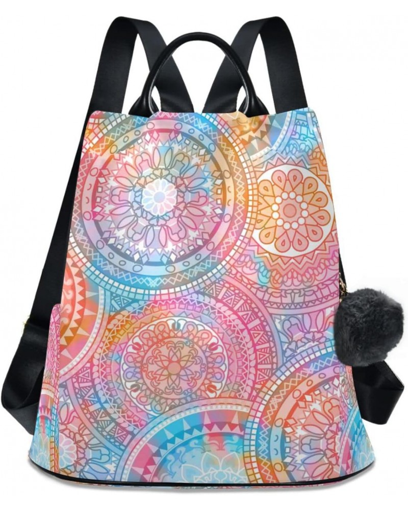 Oriental Mandalas Hippie Kaleidoscope Backpack Purse for Women Travel Bag Anti Theft Back Pack Fashion Shoulder Bag with Adju...