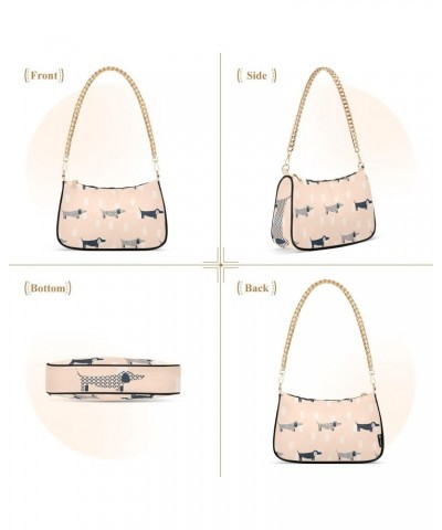 Shoulder Bag Dachshund Cute Geometric Women Clutch Handbag Shoulder Purch Date Chain Bag Tote Bag Spring Holiday Birthday Gif...