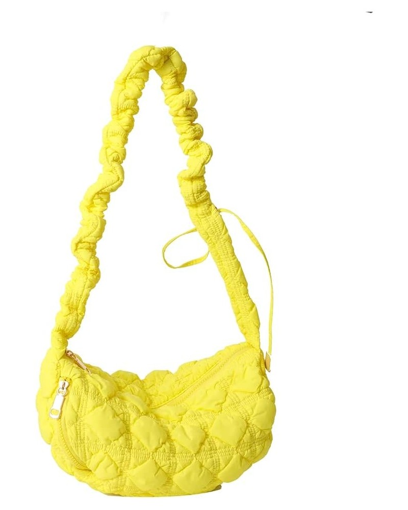 Quilted Tote Bag for Women Puffer Bag Quilted Bag Lightweight Puffy Tote Bag Cloud Pleated Crossbody Bag B13-yellow $12.87 Totes