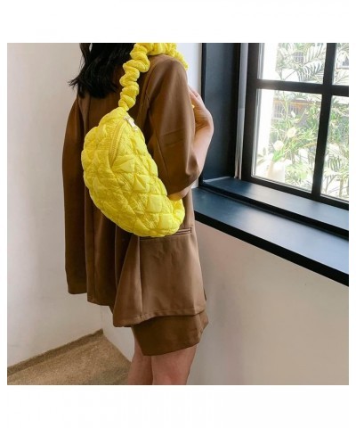 Quilted Tote Bag for Women Puffer Bag Quilted Bag Lightweight Puffy Tote Bag Cloud Pleated Crossbody Bag B13-yellow $12.87 Totes