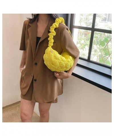 Quilted Tote Bag for Women Puffer Bag Quilted Bag Lightweight Puffy Tote Bag Cloud Pleated Crossbody Bag B13-yellow $12.87 Totes