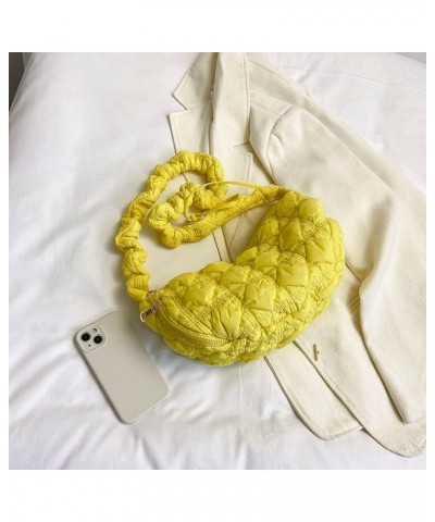 Quilted Tote Bag for Women Puffer Bag Quilted Bag Lightweight Puffy Tote Bag Cloud Pleated Crossbody Bag B13-yellow $12.87 Totes