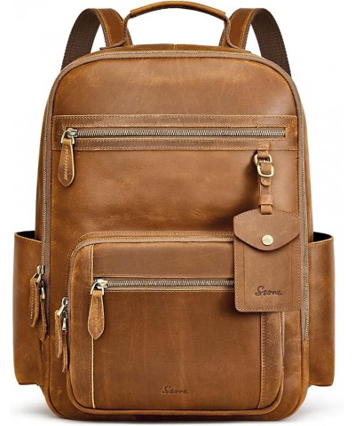 Extra Large Genuine Leather Backpack Purse for Women Men Travel Rucksack Vintage Retro Daypack Light Brown $74.80 Backpacks