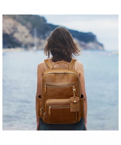 Extra Large Genuine Leather Backpack Purse for Women Men Travel Rucksack Vintage Retro Daypack Light Brown $74.80 Backpacks