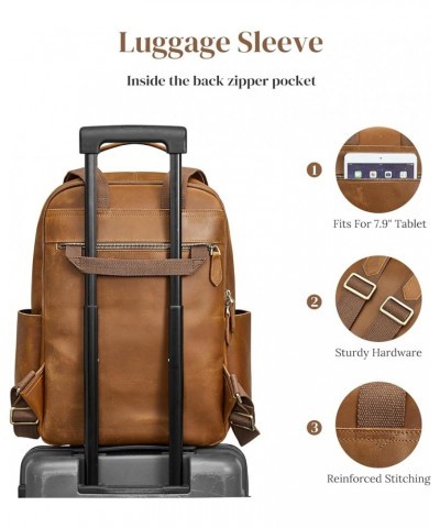 Extra Large Genuine Leather Backpack Purse for Women Men Travel Rucksack Vintage Retro Daypack Light Brown $74.80 Backpacks