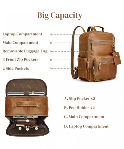 Extra Large Genuine Leather Backpack Purse for Women Men Travel Rucksack Vintage Retro Daypack Light Brown $74.80 Backpacks