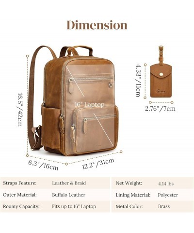 Extra Large Genuine Leather Backpack Purse for Women Men Travel Rucksack Vintage Retro Daypack Light Brown $74.80 Backpacks