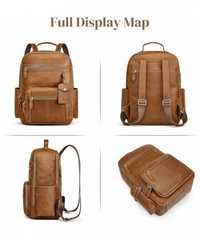 Extra Large Genuine Leather Backpack Purse for Women Men Travel Rucksack Vintage Retro Daypack Light Brown $74.80 Backpacks