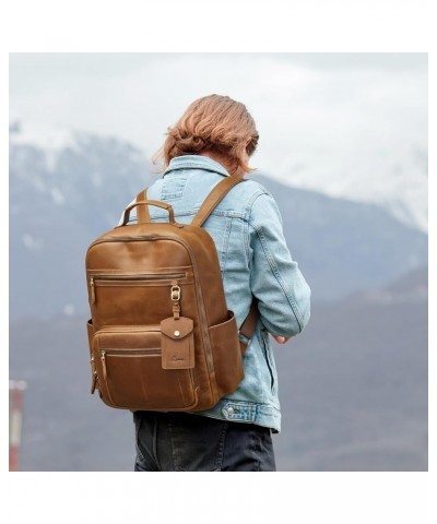 Extra Large Genuine Leather Backpack Purse for Women Men Travel Rucksack Vintage Retro Daypack Light Brown $74.80 Backpacks