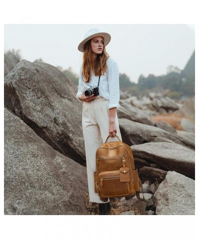 Extra Large Genuine Leather Backpack Purse for Women Men Travel Rucksack Vintage Retro Daypack Light Brown $74.80 Backpacks