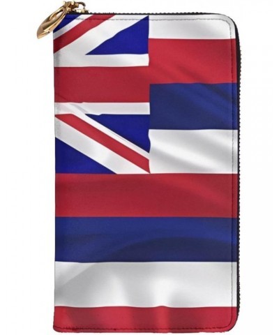 Flag of Hawaii American pattern Leather long clutch wallet : Comfortable, lightweight, waterproof, durable 7.48 x 4.13 in $20...