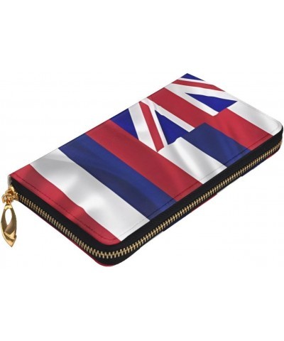 Flag of Hawaii American pattern Leather long clutch wallet : Comfortable, lightweight, waterproof, durable 7.48 x 4.13 in $20...