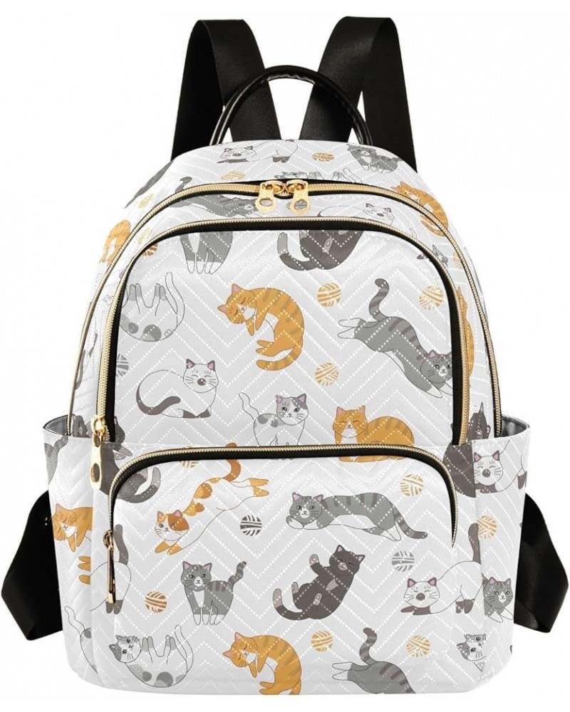 Cute Colorful Cartoon Cat Backpack Purse for Women Lightweight Back Pack Casual Daypack Travel Shoulder Bag Bookbag - S Small...