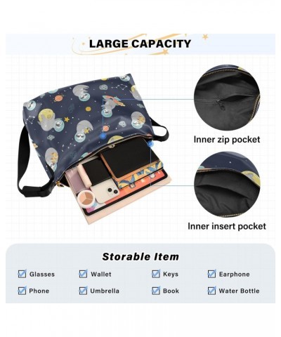 Funny Sloth Astronaut Soft PU Leather Shoulder Bag for Women Stylish Ladies Crossbody Purse with Zipper Closure Woven Bag for...