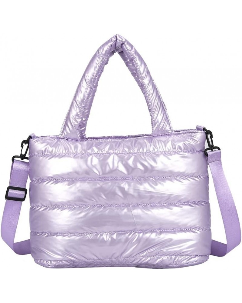 Puffer Tote Bag for Women, Quilted Cotton Padd signer, nter n Padd Shoulr Bag th Adjustable Strap-Blk Section C-purple $19.98...