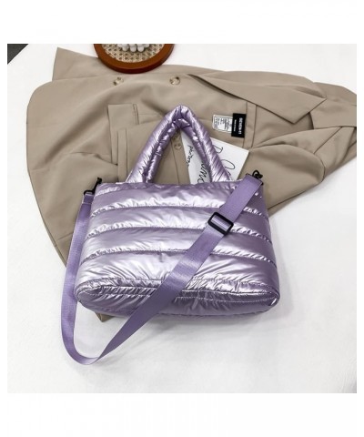 Puffer Tote Bag for Women, Quilted Cotton Padd signer, nter n Padd Shoulr Bag th Adjustable Strap-Blk Section C-purple $19.98...