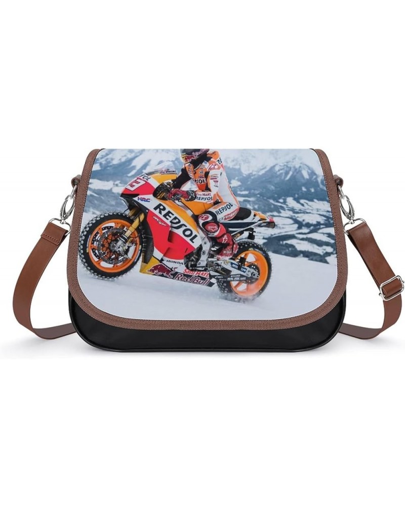 Women's Crossbody Bags Leather Satchel Printed Casual Shoulder Messenger Bags Motorcycle Racing Color2 $20.50 Hobo Bags