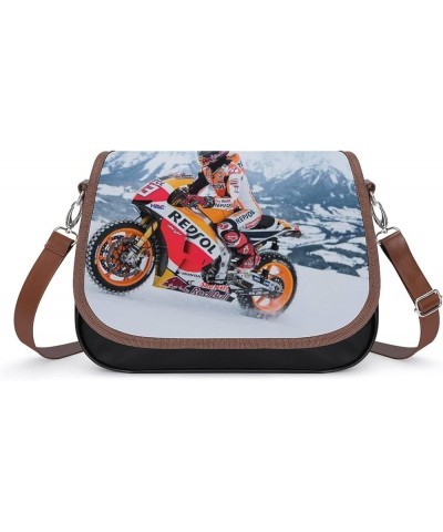 Women's Crossbody Bags Leather Satchel Printed Casual Shoulder Messenger Bags Motorcycle Racing Color2 $20.50 Hobo Bags